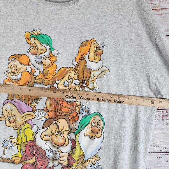 VTG Seven Dwarfs Sleep T Shirt Disney One Size "We're All Grumpy In the Morning" - Picture 3 of 10
